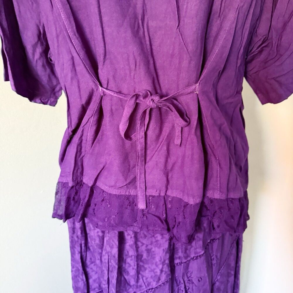 VTG 90s Flower Boho Gypsy Skirt Top Maxi Button Grunge Whimsigoth Purple XL Rayo - Picture 9 of 16